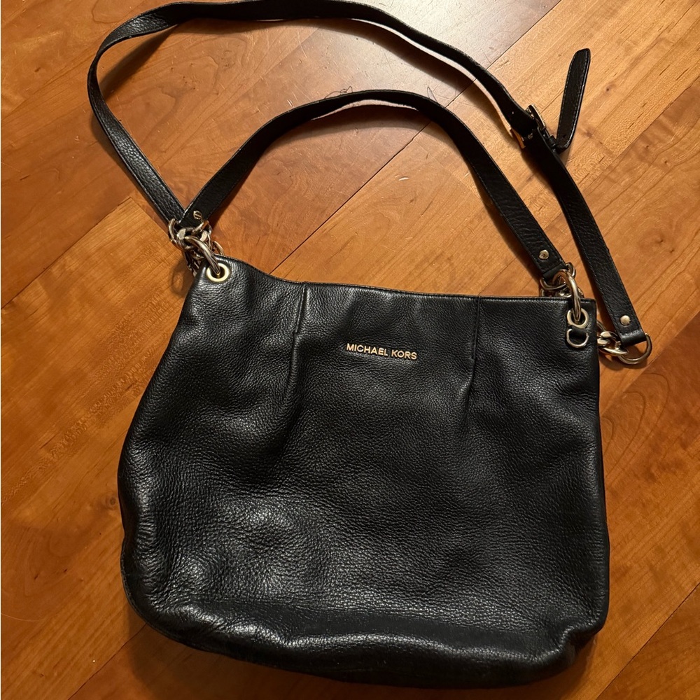 Michael Kors Black Pebbled Leather Shoulder Bag